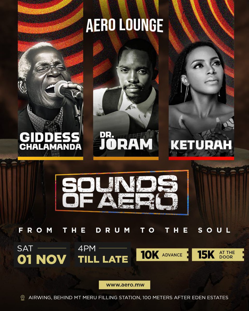 JoramMD's tweet image. I would love for you @nessa_sandraa to come watch this amazing concert at Aero, this Saturday, 1 November. Stay blessed. Tickets MK 10,000 only available here; aero.mw/events/14/gues…