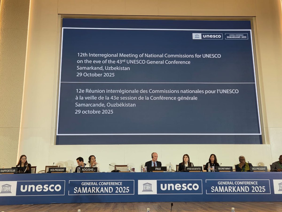Today in Samarkand, Azerbaijan’s National Commission for UNESCO joins the 12th Interregional Meeting of National Commissions for <a href="/UNESCO/">UNESCO 🏛️ #Education #Sciences #Culture 🇺🇳</a> to advance cooperation, exchange best practices, and set shared interregional priorities. 🌍🤝🇦🇿 #UNESCO #Azerbaijan #Samarkand