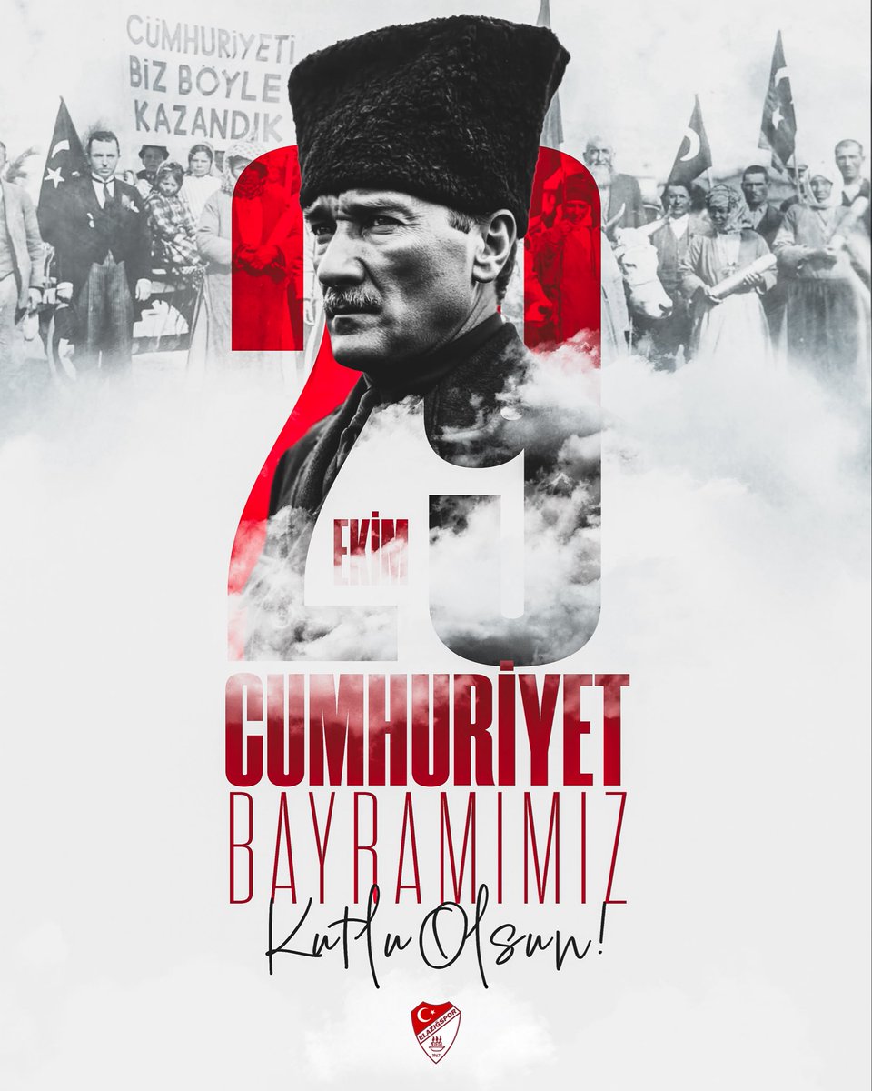 elazigspororgtr's tweet photo. 🇹🇷 29 Ekim Cumhuriyet Bayramımız Kutlu Olsun!

Cumhuriyet’imizin 102. kuruluş yıl dönümünde Gazi Mustafa Kemal Atatürk başta olmak üzere tüm şehitlerimizi rahmet ve saygıyla anıyoruz. https://t.co/jZJtzXlN3H