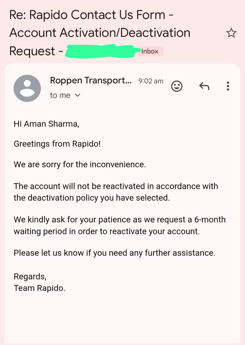 aman_sharma75's tweet photo. @rapidobikeapp 3 महीने पहले मैने अकाउंट को डिएक्टिवेट किया था और जब reactivate के लिए मेल डाला तो बोला गया 6 महीने इंतेज़ार करिए। इतनी बेकार और गंदी सर्विस है @rapidobikeapp आपकी। 6 महीने कौन इंतेज़ार करेगा तुम्हारा #Scam https://t.co/DXSVA7G8vJ