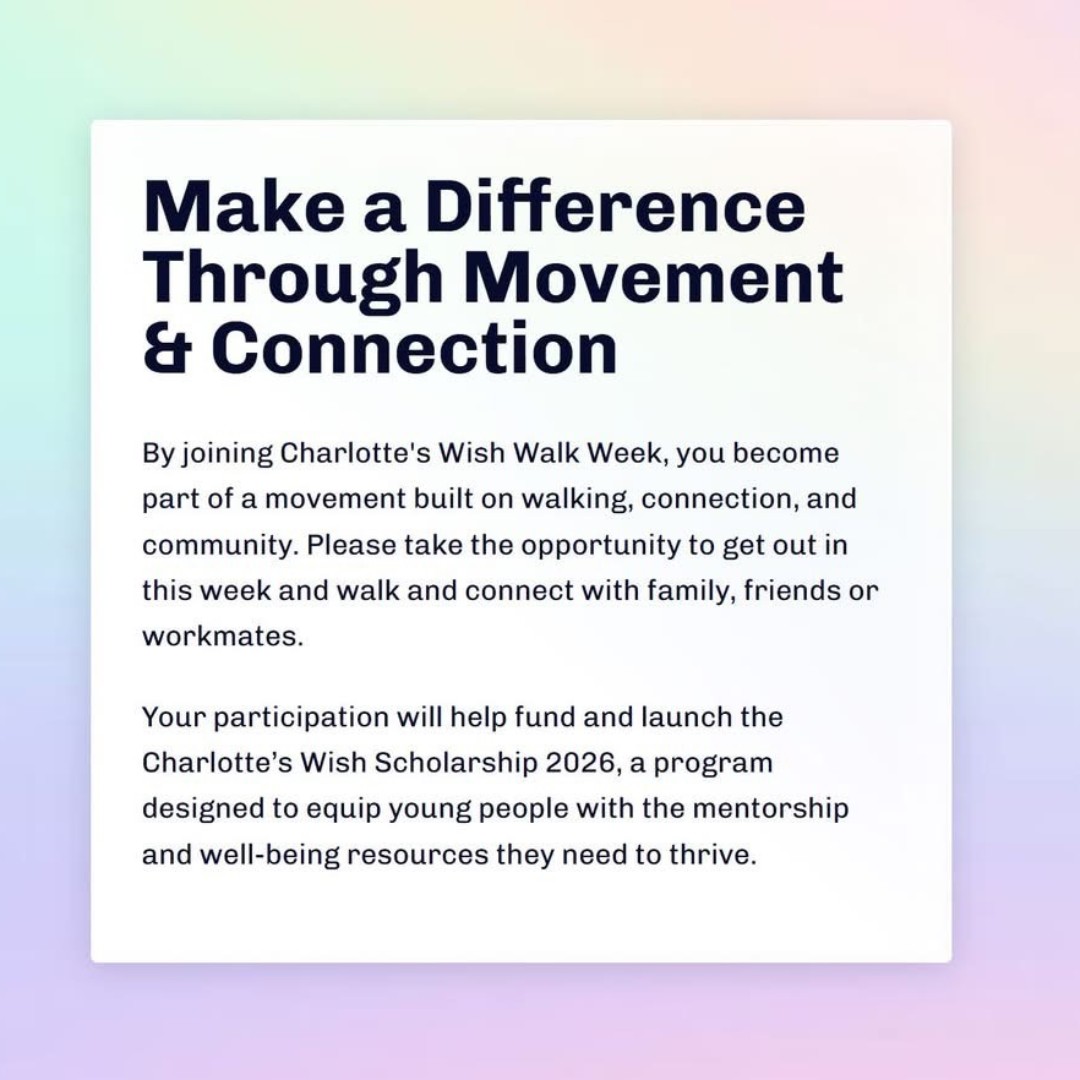 I’m walking 5km in support of Charlotte’s Wish and I’d love your support!  

In 2024, 12-year-old Charlotte tragically lost her life due to bullying. 

In Charlotte’s memory, we will be walking 5km fundraising for youth mental health. 
 
Join or donate: charlotteswish.raiselysite.com/t/mayor-bilal-…