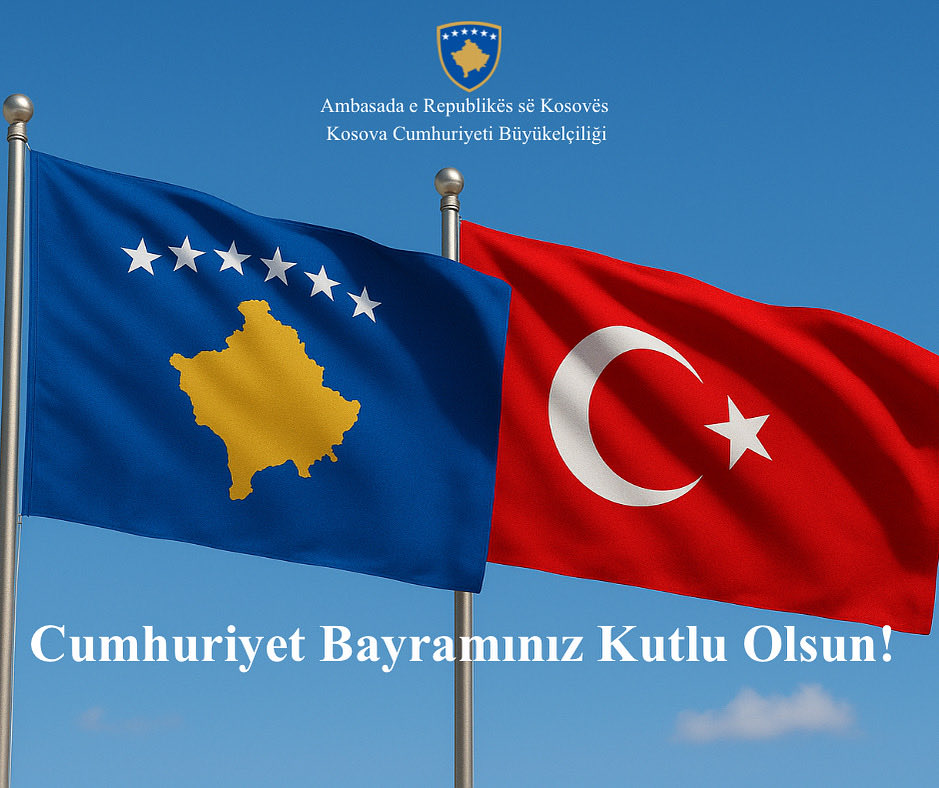 On the occasion of the 102nd anniversary of the Republic of Türkiye, we honor the leadership of Mustafa Kemal Atatürk and the enduring values of the Republic, and extend our warmest wishes to the friendly people of Türkiye.

🇽🇰🤝🇹🇷