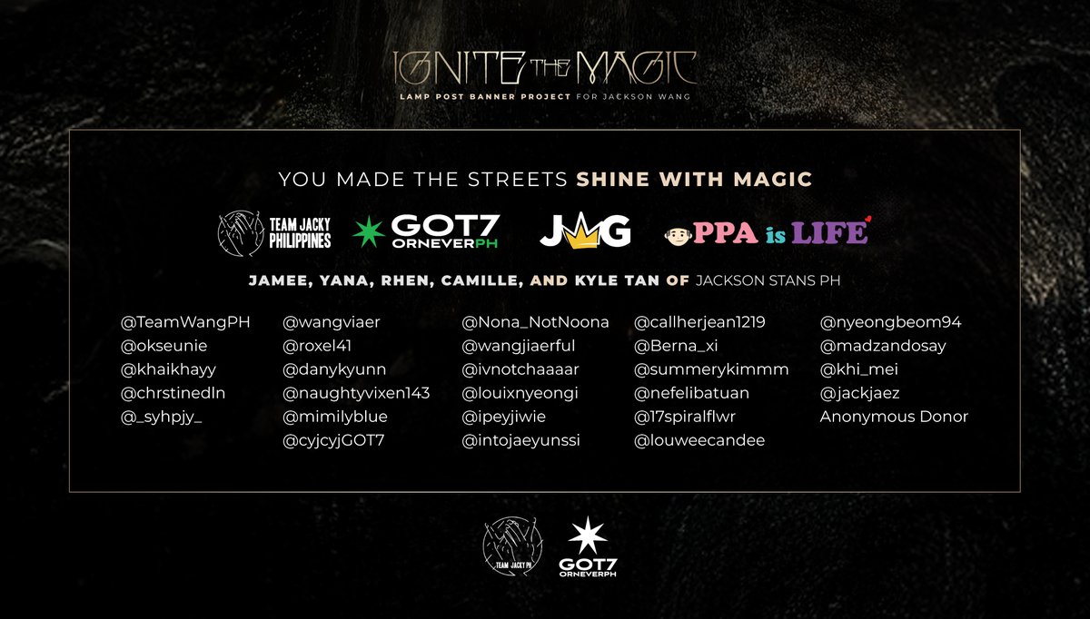 TeamJackyPH's tweet photo. [#IgniteTheMagicPH]

You made the streets shine with MAGIC ✨

This project wouldn’t have been possible without the incredible Jackys who shared their love, support, and generosity. Thank you for helping us light up Araneta for @JacksonWang852 ❤️

@GOT7orNeverPH
#MAGICMAN2INMANILA #JACKSONWANGWORLDTOUR