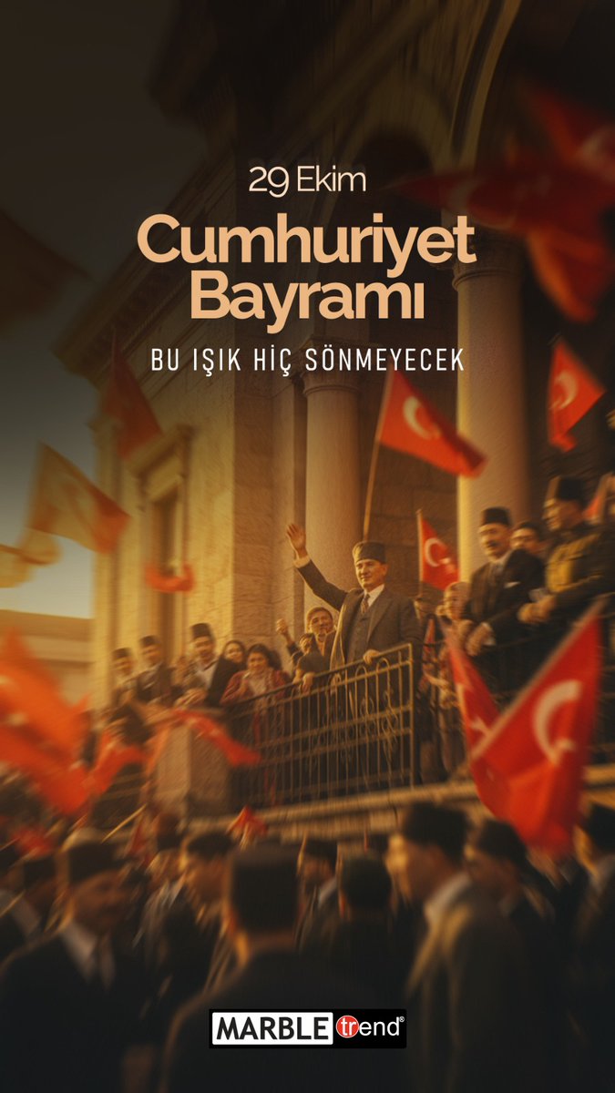 marble_trend's tweet photo. Bugün, bir milletin yeniden doğuşunun, bağımsızlığın ve özgürlüğün bayramı!

Gazi Mustafa Kemal Atatürk’ün açtığı yolda, gösterdiği hedefe durmadan ilerliyoruz.

Cumhuriyetimizin 102. yılı kutlu olsun.

Yaşasın Cumhuriyet! 
Bu ışık hiç sönmeyecek! 

#29ekimcumhuriyetbayramı https://t.co/uD5DjxqMrR