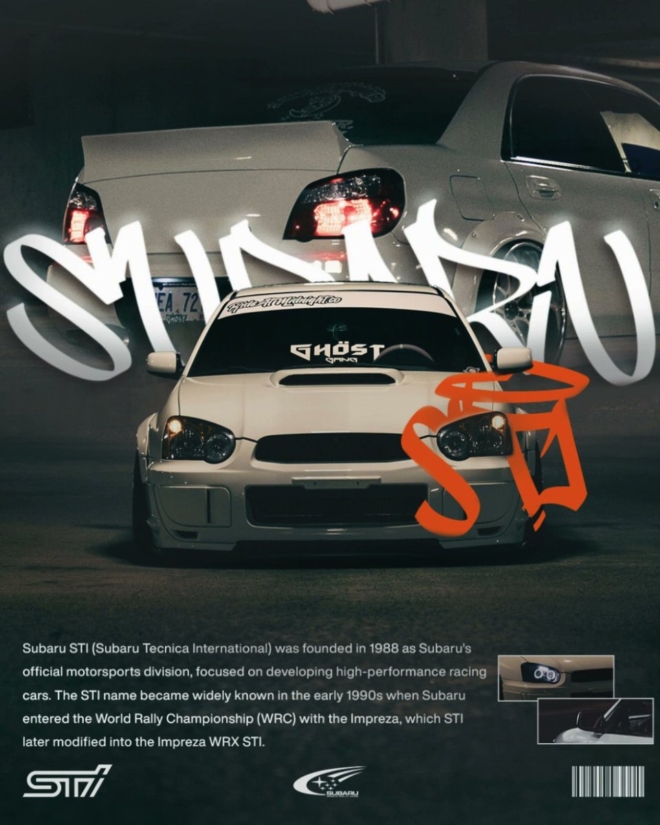xavt99's tweet photo. Subaru WRX STI Design 👾

Software : Adobe Photoshop 2021
Picture : Erik Mclean
Design by @lizztworks._ 

#subaru #subaruwrxsti #design #cars #jdmcars #edits #graphicdesign #japan #Photoshop https://t.co/bpoDC3l5NT