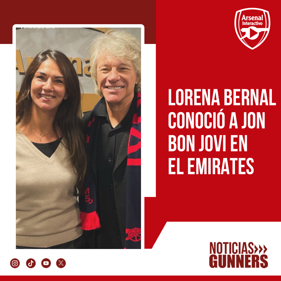 ArsenalInteract's tweet photo. 📸 Lorena, la esposa de Mikel Arteta, conoció a Jon Bon Jovi tras la victoria ante Crystal Palace en el Emirates
➡️ La mujer escribió en sus redes: “¿Soy afortunada o qué? 😃 Qué honor compartir la victoria del Arsenal con el increíble Jon Bon Jovi” https://t.co/NL1IjjnRYq