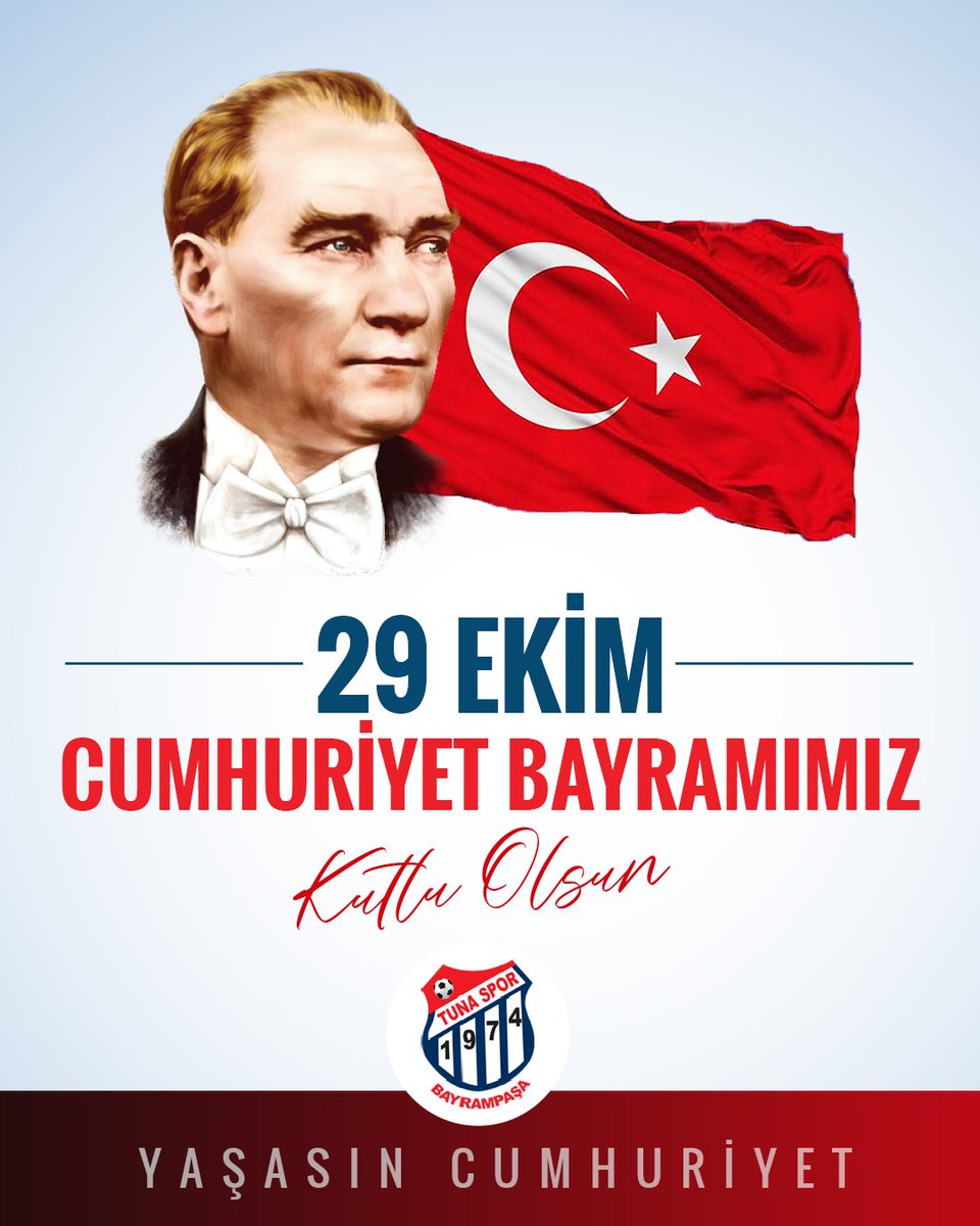 "Ey yükselen yeni nesil! İstikbal sizsiniz. Cumhuriyeti biz kurduk, onu yükseltecek ve yaşatacak sizsiniz." M.Kemal ATATÜRK 

Cumhuriyetimiz 102 yaşında...

YAŞASIN CUMHURİYET 🇹🇷

#29Ekim #CumhuriyetBayramı #TunaSpor #Bayrampaşa #TürkiyeCumhuriyeti #Atatürk