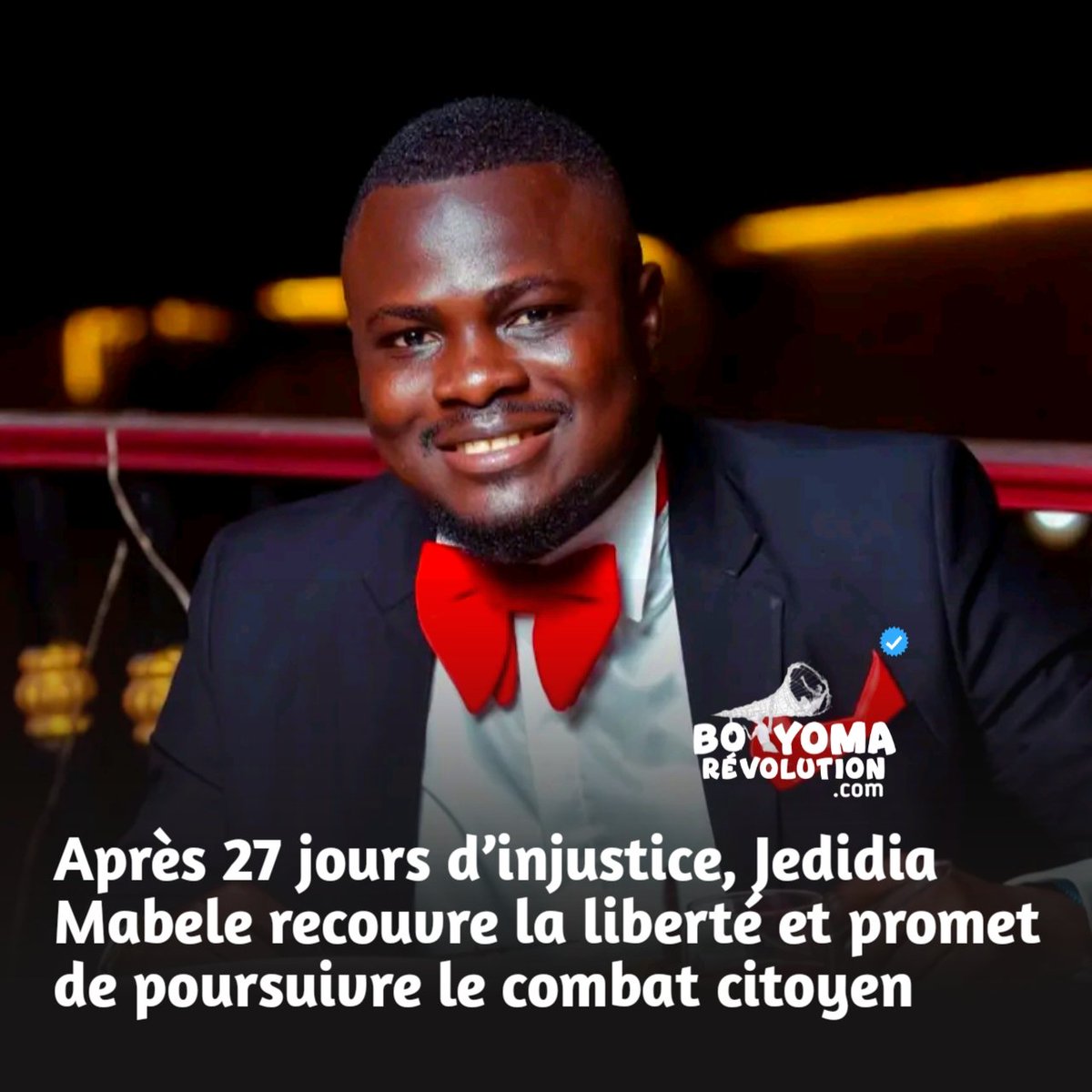 L’activiste <a href="/jedidia_mabela/">Jedidia Mabela</a> annonce avoir été libéré le lundi 27 octobre 2025, après 27 jours de détention qu’il qualifie d’injuste et politiquement motivée. Il remercie toutes les personnes qui ont soutenu sa cause...