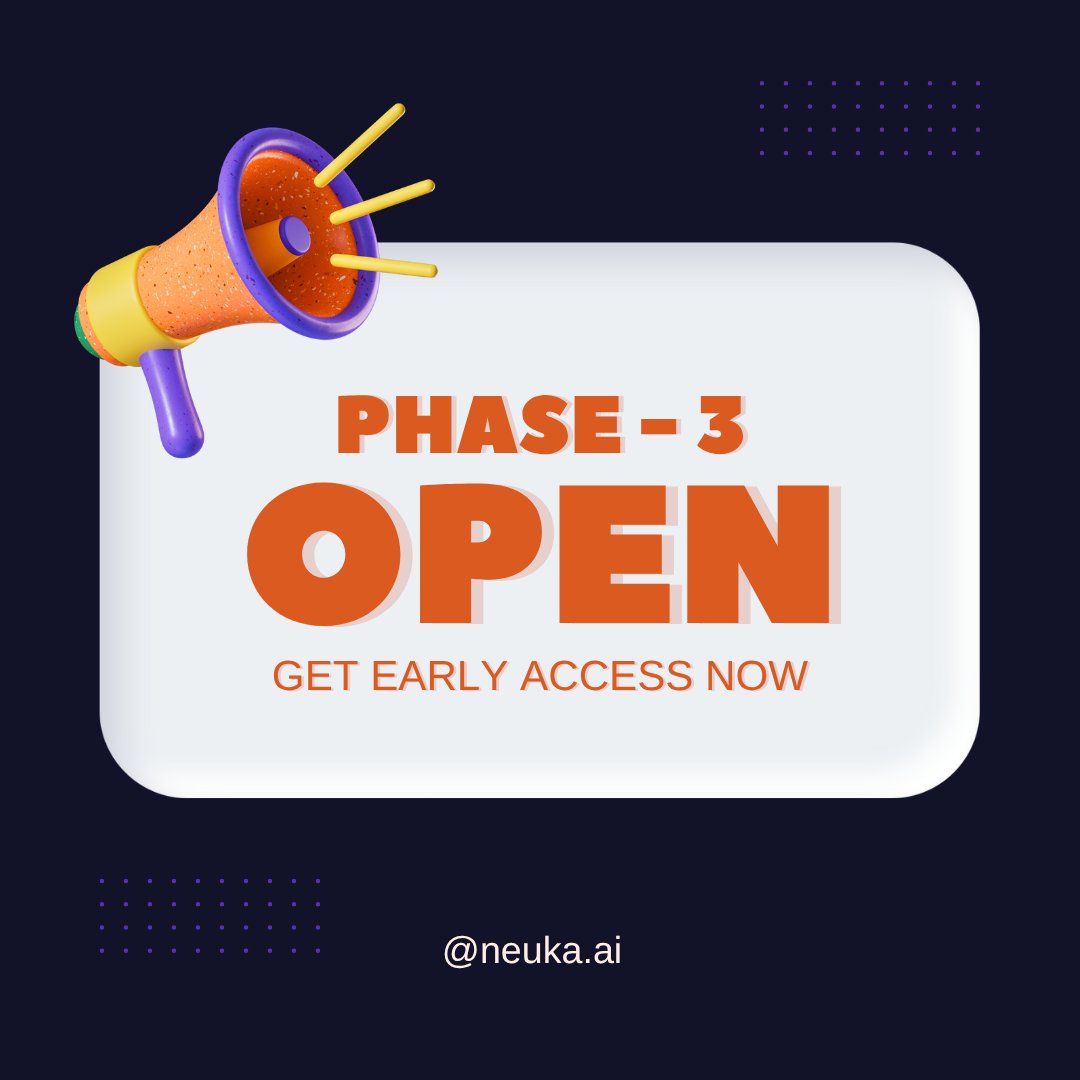 neukaai's tweet photo. Phase 3 begins.
The early tests are done - now it’s your turn.
Apply to be one of our Founding Creators ↓
🌐 https://t.co/UQh5ncNPon
#NeukaAI #Phase3 #AIForCreators #FoundingCreators #NeukaIt https://t.co/r9QF2GRbGr