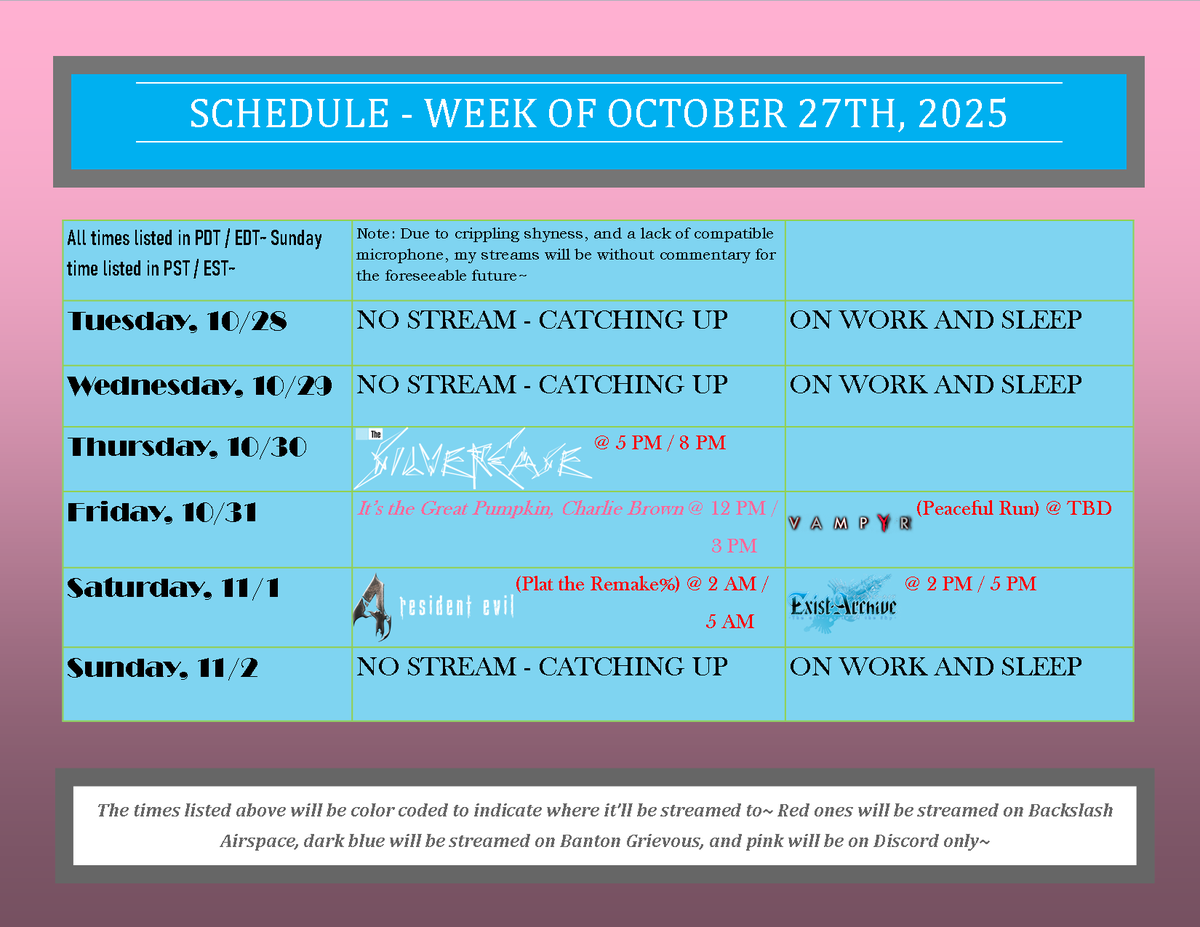 Banton_Grievous's tweet photo. Finally collated some plans for this week~ Starting something new for Halloween, but mostly picking up older stuff to try and make progress through~ Hope these are okay~ ;~;

Thank you all so, so much for all your patience~ Hopefully I can regain some stamina for more soon~ https://t.co/upB2Wb3SzL