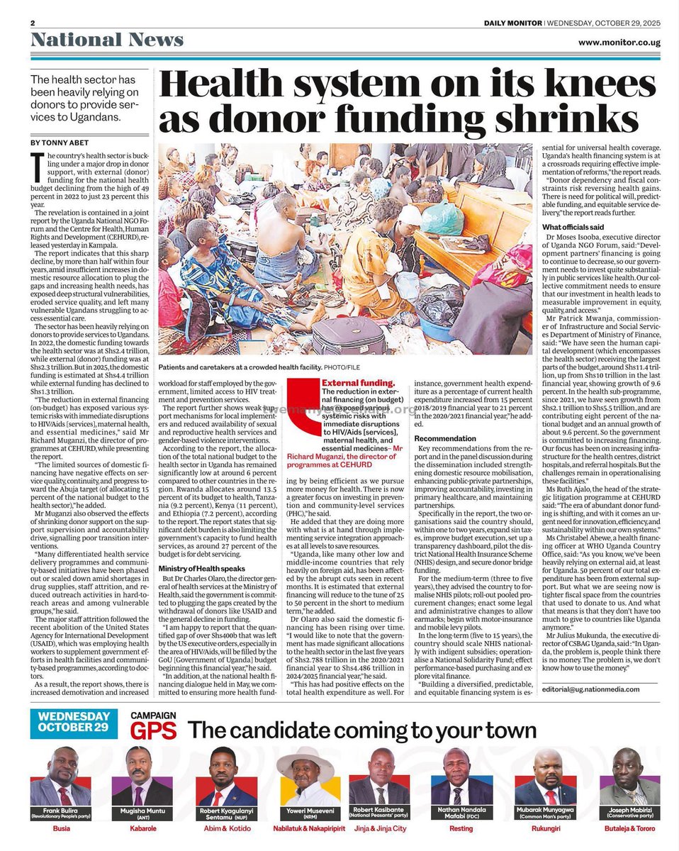 Following yesterday’s successful National Dissemination Workshop on Health Financing Dynamics in Uganda organized by the Uganda National NGO Forum (<a href="/ngoforum/">The NGO Forum</a>) in partnership with CEHURD, check out today’s <a href="/DailyMonitor/">Daily Monitor</a> (Page 2) for the full story on the state of Uganda’s health