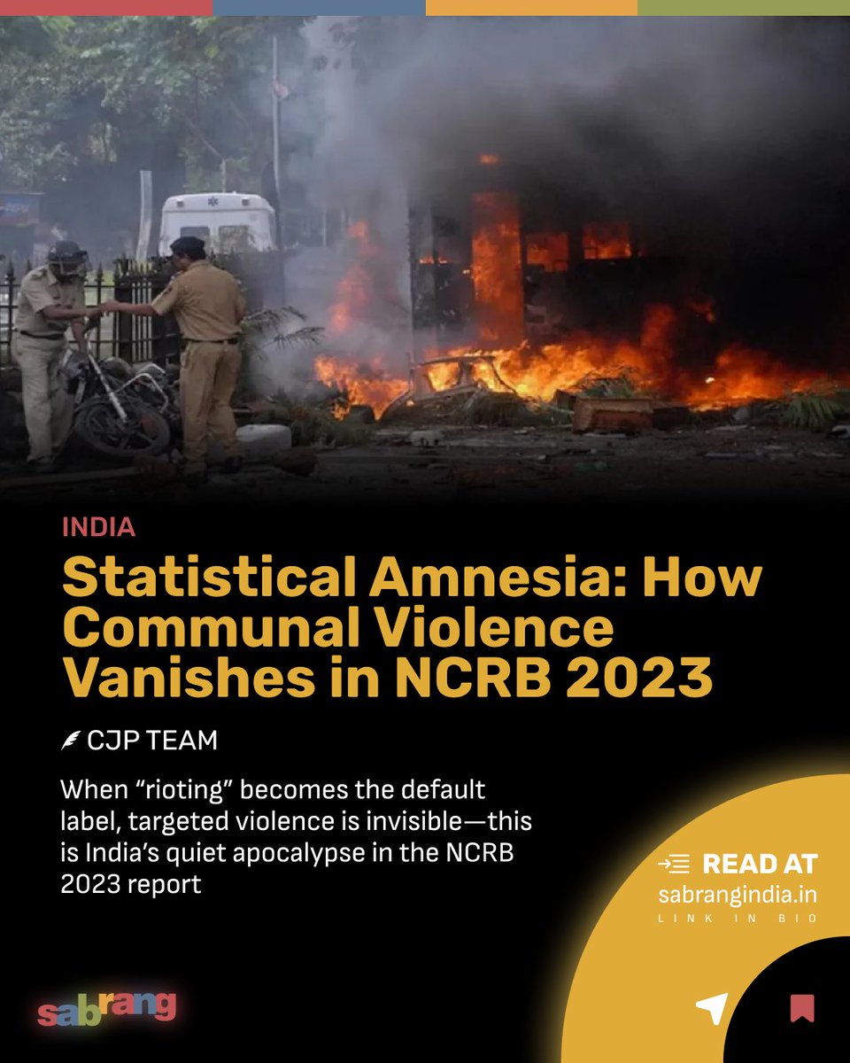 sabrangindia's tweet image. Statistical Amnesia: How NCRB 2023 Data Erases Records of Communal Violence

#ncrb2023 #CommunalViolence #DataTransparency #sabrangindia #stopthehate #DemocracyMatters

sabrangindia.in/statistical-am…
