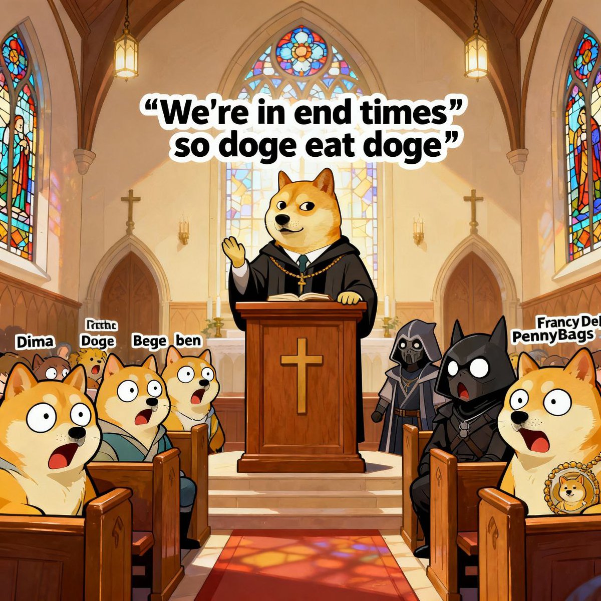 Eat or be eaten 🐶💥
The first meme on the first memechain keeps getting stronger.

Father Omnom forgives, but the chain never forgets 😎
$OMNOM #Dogechain
