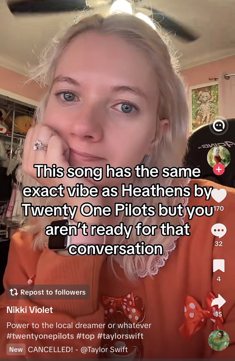 fearwillfuel's tweet image. you will never guess what song she's talking about