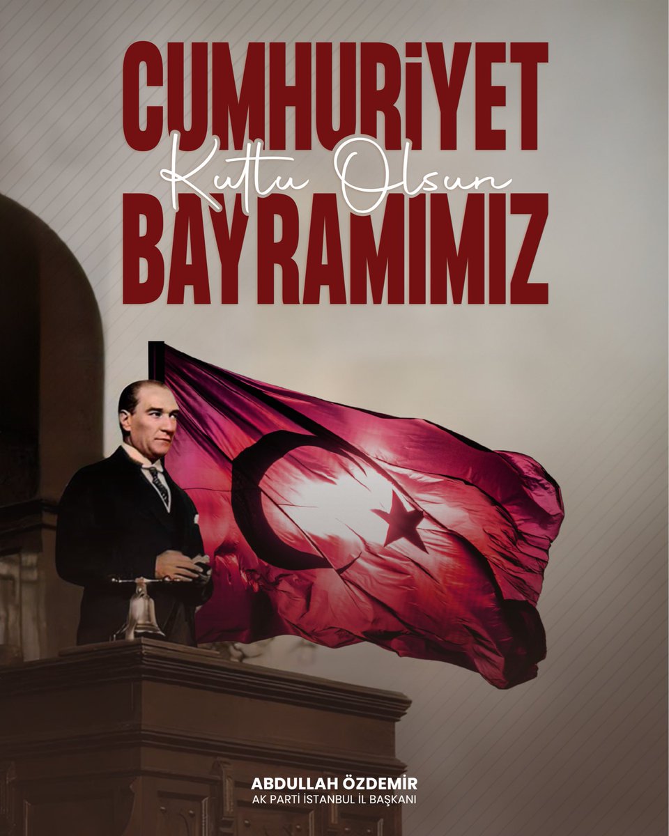 Cumhuriyetimizin 102. yılını idrak ettiğimiz bugünde; Gazi Mustafa Kemal Atatürk başta olmak üzere, milli mücadelenin tüm kahramanlarını saygı ve rahmetle anıyoruz. 

29 Ekim Cumhuriyet Bayramımız kutlu olsun.🇹🇷