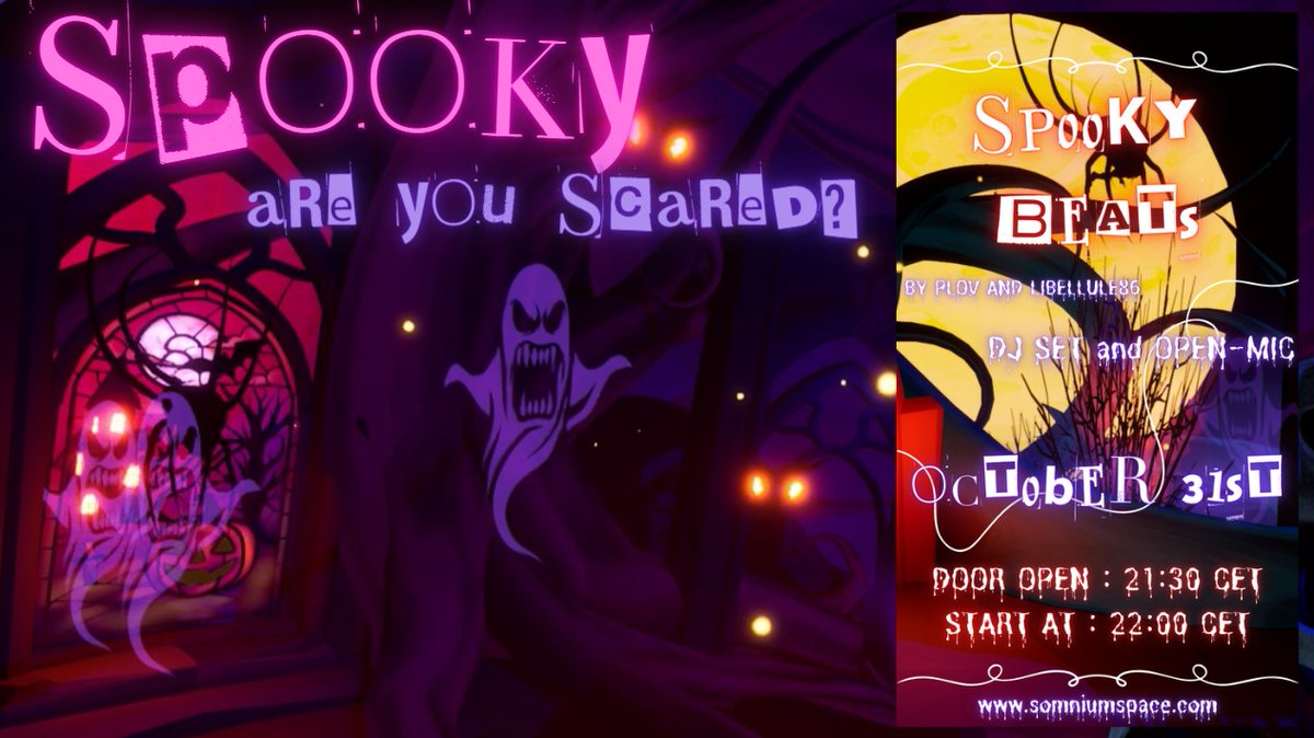 🎃👻Spooky Beats drops Oct 31 in <a href="/SomniumSpace/">Somnium Space</a> in <a href="/libellule_86/">Libellule86</a>'s brand-new spooky world 🦇 Doors open at 9:30PM CET/4:30PM EDT. Plov spins at 10 PM. Open-mic at midnight. Bring your avatar’s A-game! 🧛‍♂️

Link to full article in the comments 👇

#SomniumSpace #VR #PCVR