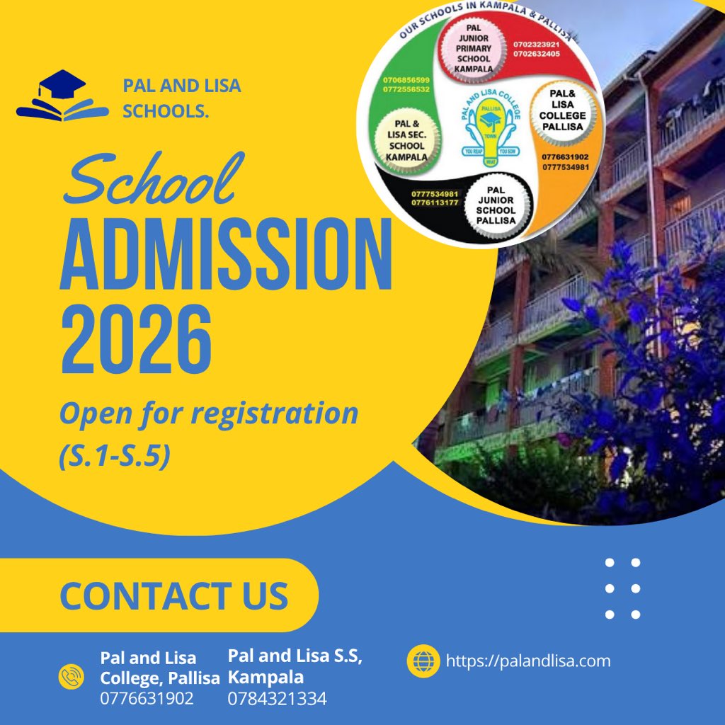 PalandLisaSS's tweet photo. Dear P.7 candidates,

We wish you all the best in your upcoming PLE final exams. Stay focused, work hard, and believe in your abilities you are capable of great success!

We are pleased to inform you that admissions for S1 and S5 at Pal and Lisa Secondary School are now open https://t.co/R3o8Wxhnh9