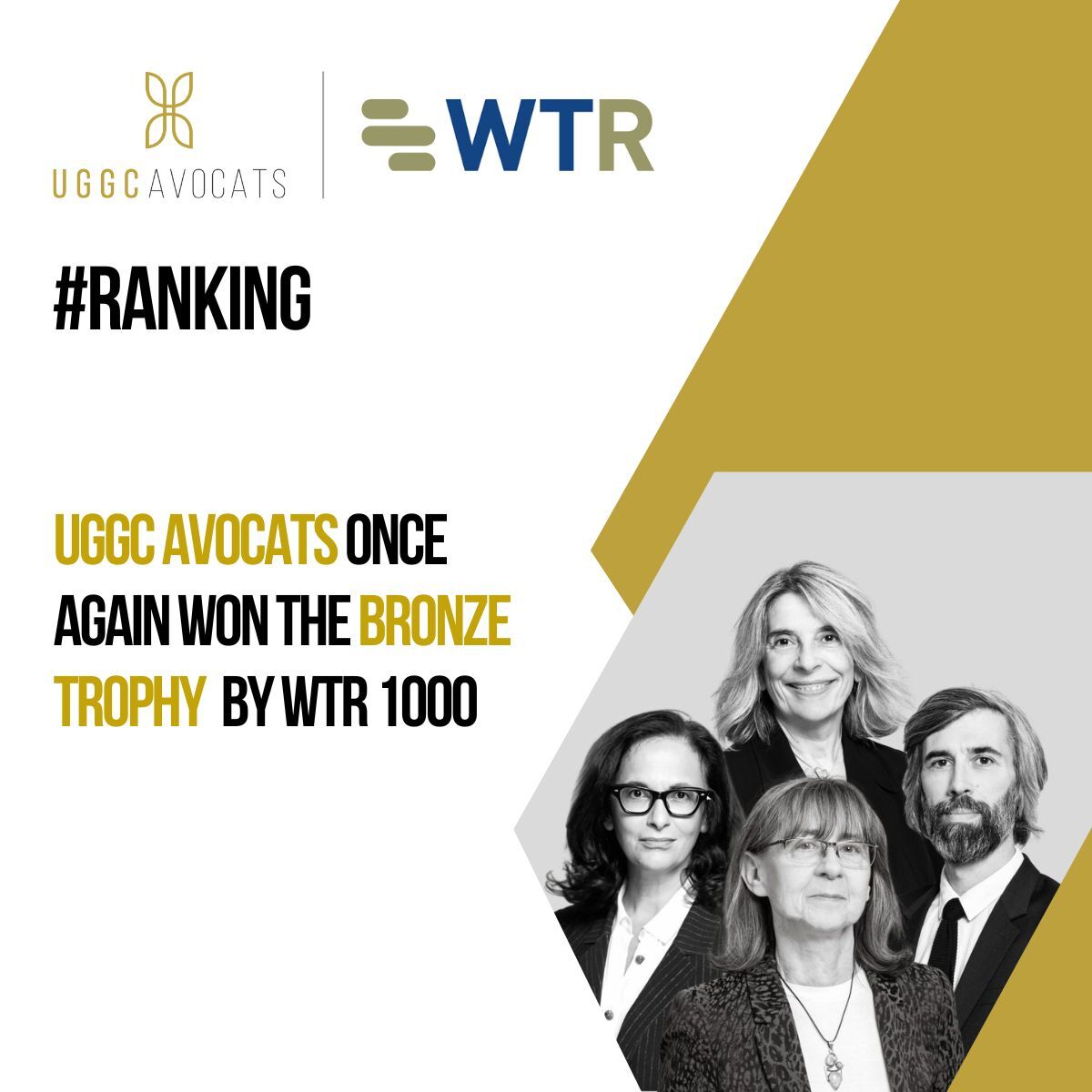 [#Ranking] UGGC Avocats à nouveau a reçu la médaille de Bronze par <a href="/WTR_Alerts/">World Trademark Review</a>– The World’s Leading Trademark Professionals. 
👉 uggc.com
#WTR1000 #IPLaw #IntellectualProperty