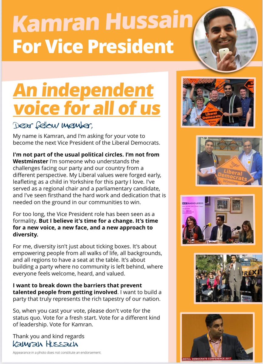 kam_hussain5's tweet image. Thank you very much to all those that have messaged to say that they have voted me for Party Vice President &amp;amp; for those still thinking, please do have a look at my manifesto. Thank you #Kamran4VP #LibDems