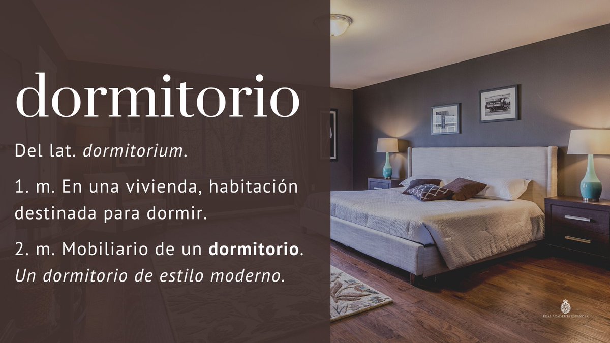 RAEinforma's tweet image. #PalabraDelDía | dormitorio

En la «Nueva gramática de la lengua española» se puede encontrar información sobre el sufijo «-torio,  -toria», presente en «dormitorio», «conservatorio», «observatorio»…: ow.ly/ElmB50XgpML.