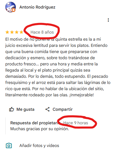 Lentos para servir los platos... ¡Y para contestar las reseñas! 😅