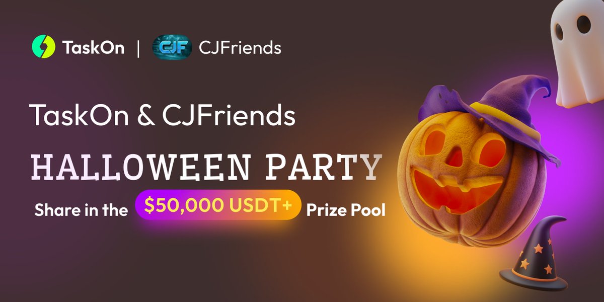 👻 TaskOn x CJ Friends Halloween Campaign is LIVE!

🎃 Complete Halloween-themed missions, collect your treats, and stand a chance to win up. Let’s see who’s brave enough to join the haunted quest!

💎 Total rewards: 1K+USDT
📅 Campaign period:  2025-10-28 ～ 11-04

👉 Join the