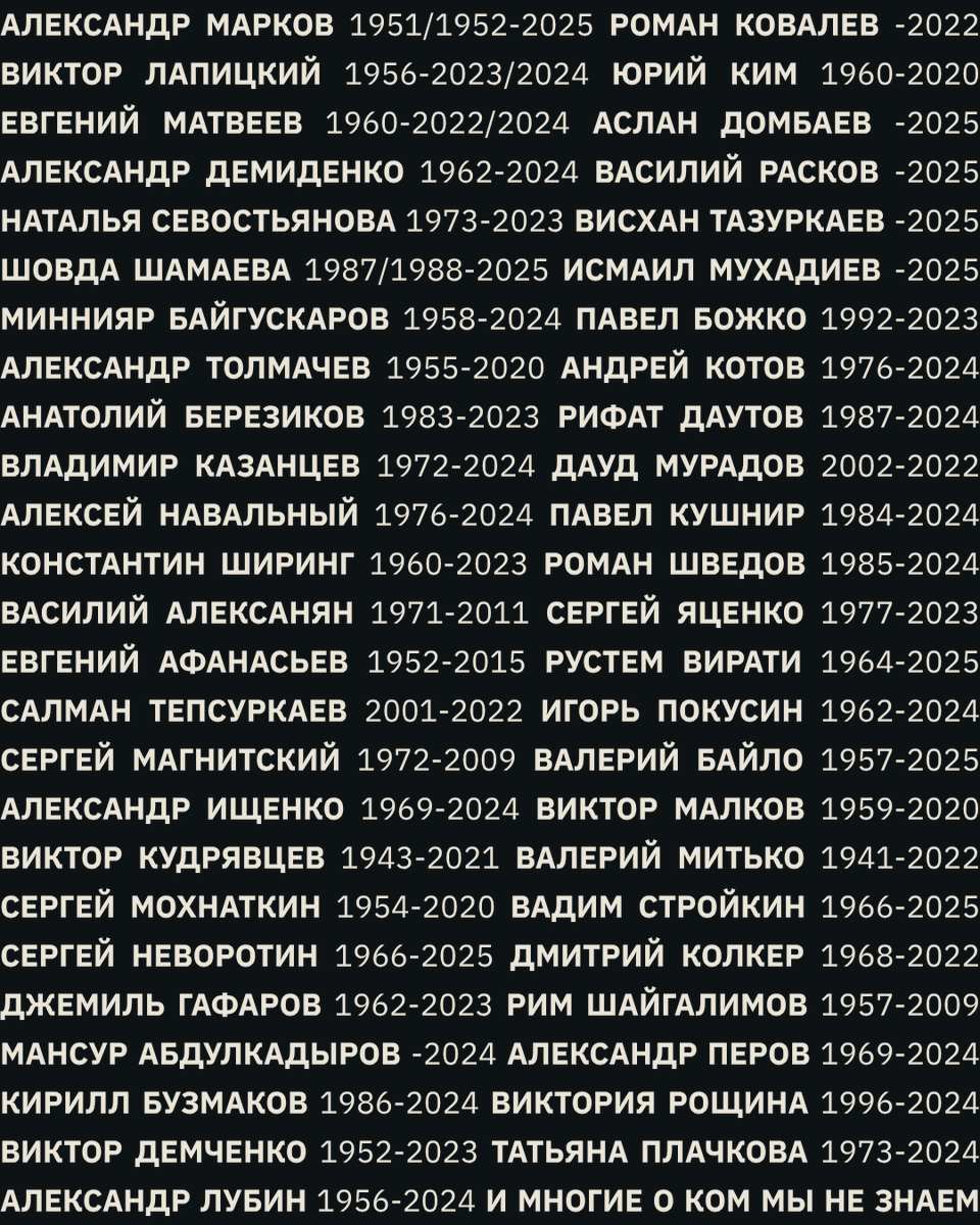 pzk_memorial's tweet image. Не менее 49 человек в современной России погибли в процессе политически мотивированного уголовного преследования. Сегодня мы вспоминаем их имена наряду с именами жертв советских репрессий.