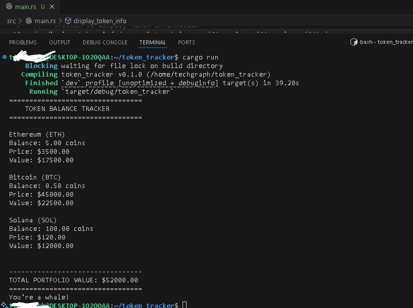 Built a simple yet powerful Token Balance Tracker in 🦀 #Rust.
It connects to blockchain APIs to fetch and display wallet token balances with high performance and zero lag.
Focused on speed, reliability, and clean CLI design.

#RustLang #Blockchain #Web3Dev