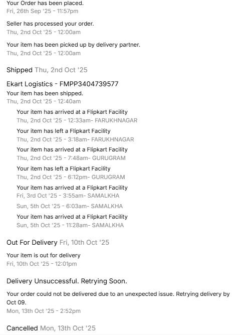SuniVats's tweet photo. @Flipkart @FlipkartSupport
My prepaid orders are delayed / cancelled without delivery.
🔹 FMPP3404739577 – ₹4528 cancelled after 18 days
🔹 FMPP3461632500 – 13 days passed, still pending

They holding money like Harshad Mehta!

@PMOIndia @consaff @jagograhakjago #ConsumerRights https://t.co/KauXyNbs6i