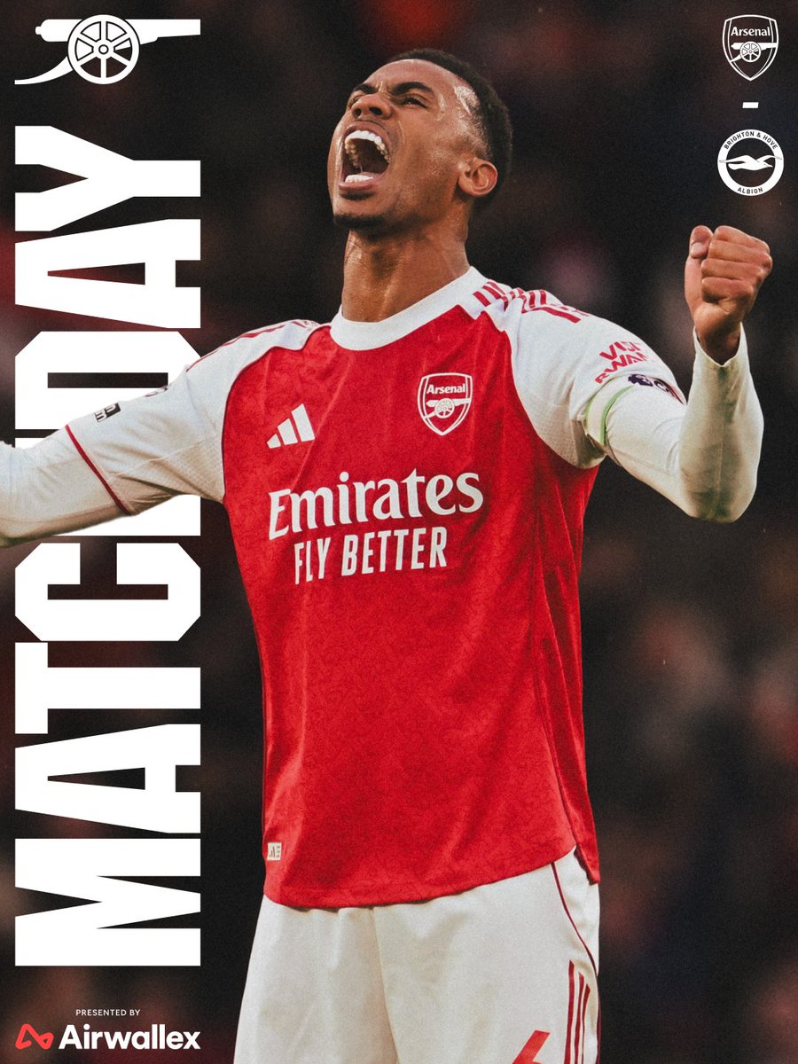 🔴 𝗠𝗔𝗧𝗖𝗛𝘿𝘼𝙔 ⚪️

🆚 Brighton &amp; Hove Albion
🕑 7.45pm (UK)
🏆 Carabao Cup
🏟️ Emirates Stadium

🤝 @Airwallex