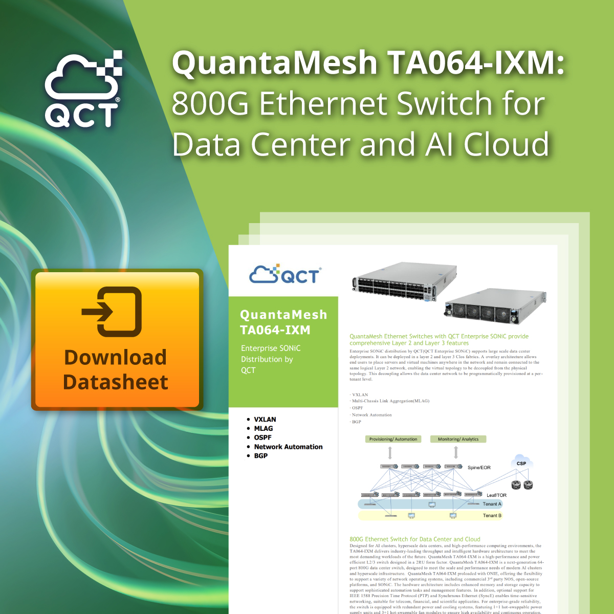 QuantaQCT's tweet image. Boasting 51.2T switching capacity, enhanced memory &amp;amp; storage capacity, and support for 3rd party network operating systems, the #QuantaMesh TA064-IXM #ethernetswitch meets the scale, performance and flexibility needs of modern #AIclusters and #datacenters. bit.ly/4oefpvH