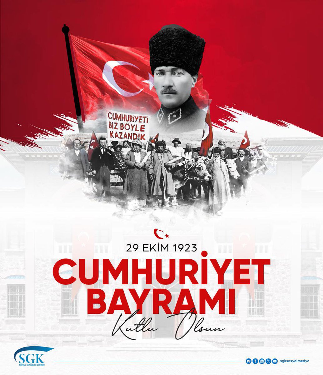 Cumhuriyetimizin 102’nci yaşını kutlamanın mutluluğunu yaşıyoruz.
Bu anlamlı günde, Gazi Mustafa Kemal Atatürk başta olmak üzere, silah arkadaşlarını ve vatan uğruna şehit
olan tüm kahramanlarımızı rahmet, minnet ve saygıyla anıyoruz.
29 Ekim Cumhuriyet Bayramımız kutlu olsun.