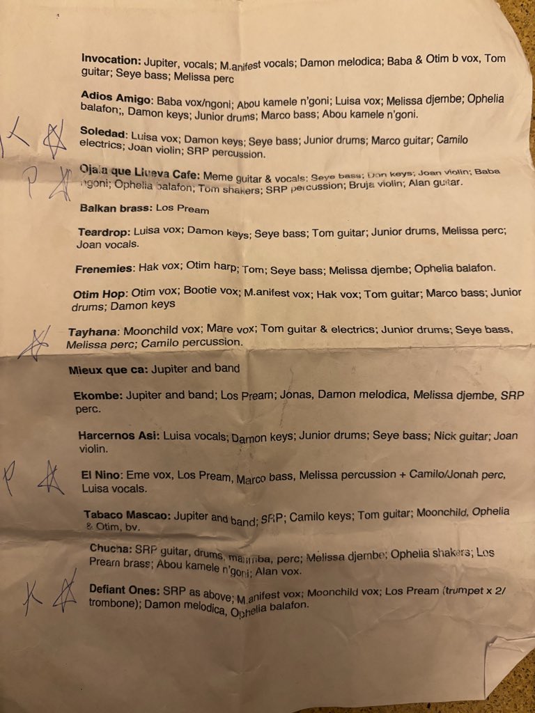 Setlist <a href="/africaexpress/">Africa Express</a> 28 oct 2025, Ciudad de México