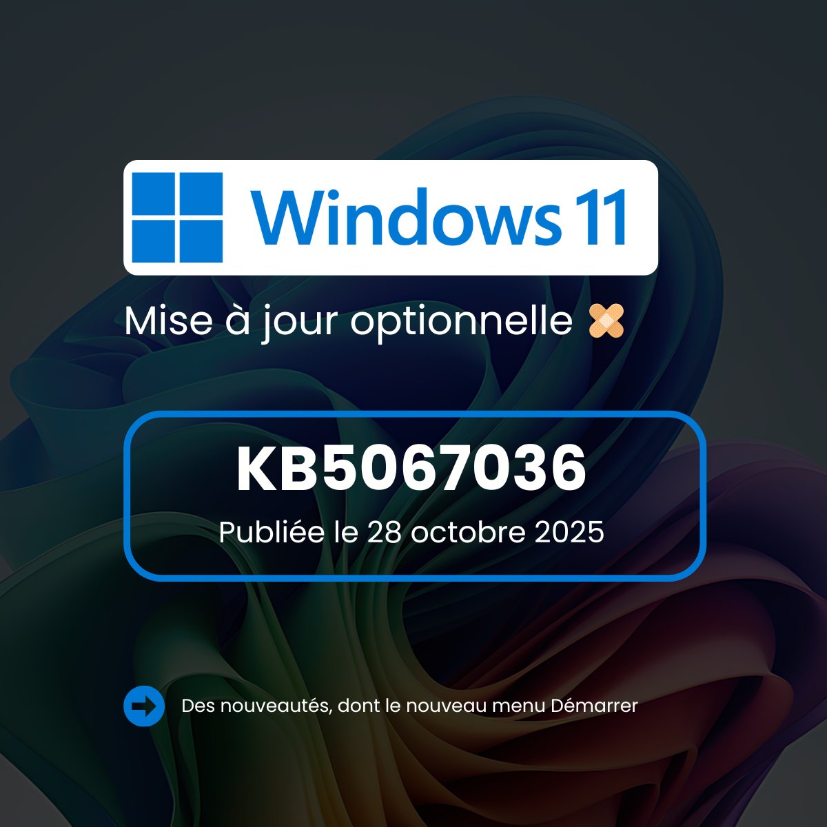 ITConnect_fr's tweet image. 🌟 Windows 11 KB5067036

👉 Une nouvelle mise à jour optionnelle (aperçu des futurs changements) pour Windows 11 24H2 et 25H2 a été publiée par Microsoft. Elle apporte un nouveau menu Démarrer, mais pas que !

🧷 + d&apos;infos : it-connect.fr/windows-11-kb5…

#Windows11 #informatique