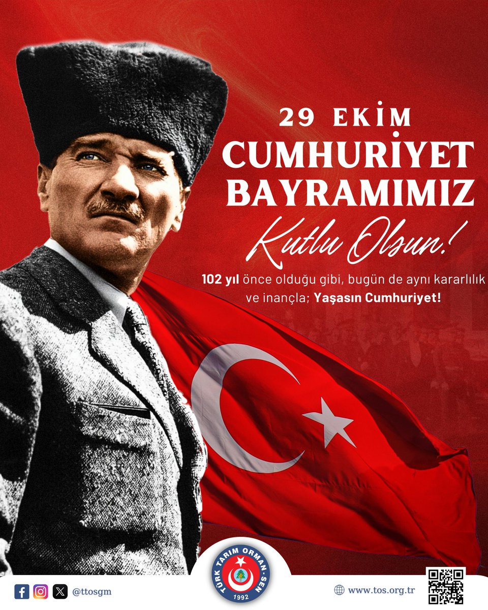 En büyük hürriyet, Cumhuriyettir...
Cumhuriyetimizin 102. yılı kutlu olsun...
Gazi Mustafa Kemal Atatürk başta olmak üzere, bu vatanı bizlere emanet eden tüm kahramanlarımızı rahmet ve minnetle anıyorum.

#29Ekim #cumhuriyetbayramı #mustafakemalatatürk