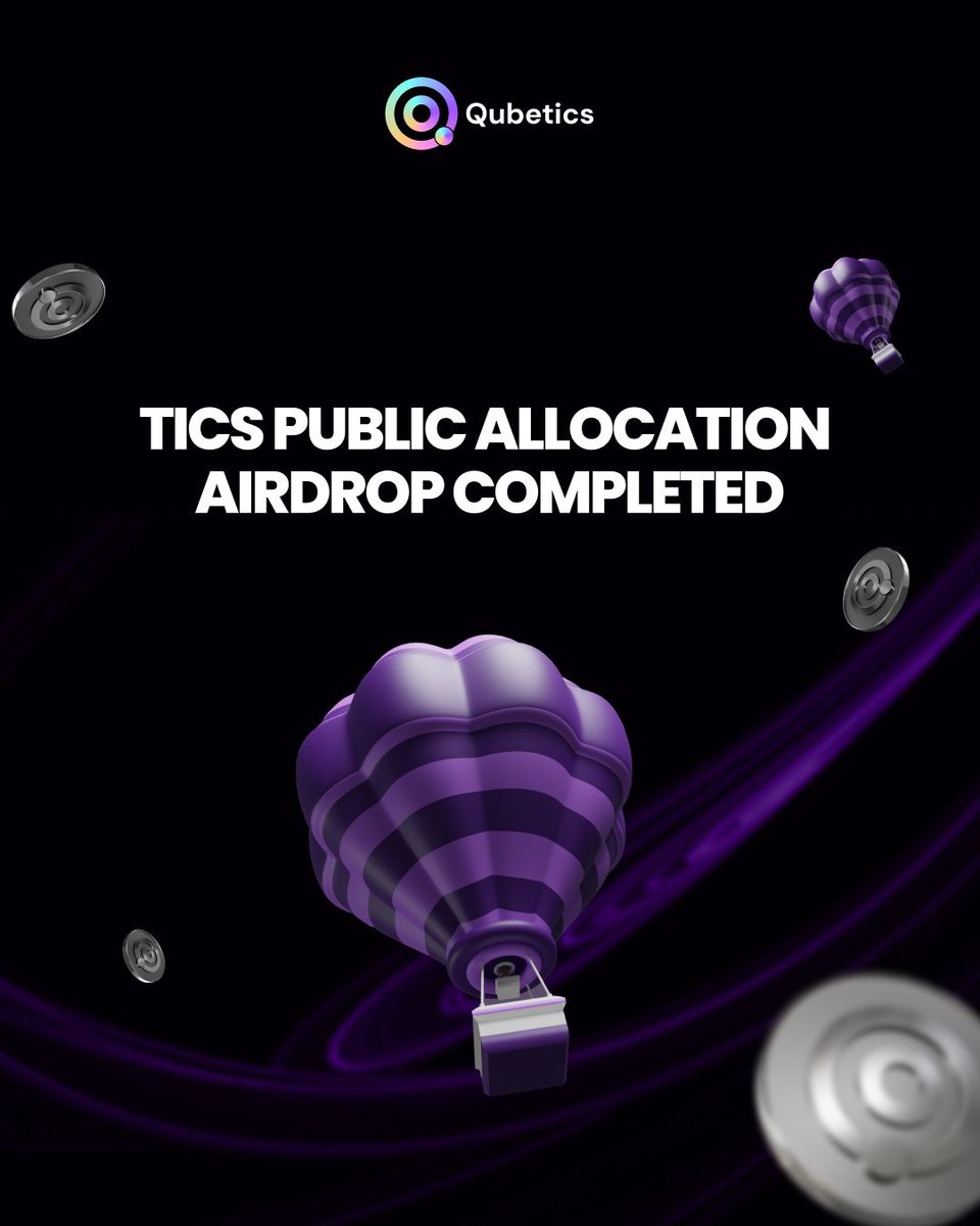 qubetics's tweet image. We’re excited to announce that the TICS Public Allocation Airdrop has been successfully completed, marking another major milestone for the Qubetics ecosystem 

Here’s what you need to know:

Airdrop Distribution Complete — All eligible participants have received their tokens.…