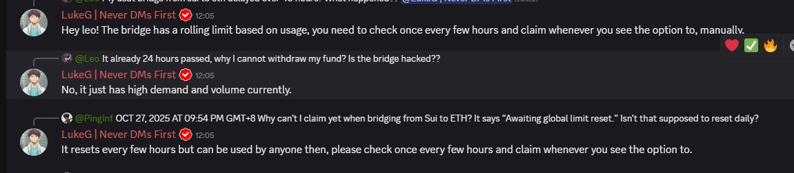 Rinku629535's tweet photo. @SuiNetwork Why no one use $SUI official Bridge system 

I just use Sui official bridge any my funds are stuck last 12 hours+ still not reacived.
I just say @SuiNetwork ecosytem team but team not improve bridge system probelms. I see in discord many members waiting last 48-72 hours but not reacive, 

This is really worth it SUI official bridge using?
Big project is $SUI but bridge system is very poor class.  Team not work in this Bridge system improvment.

So Humble request our SUI ecosystem team memebers please solve this problem as soon as possible , otherwise many members lost our funds.

@web3crusadr  @SuiFoundation @EmanAbio 

@Gautamguptagg @Crypto_SunnyS @VaibhavguptaTF  Bro checkout this problem if possible team say just SUI ecosystem team members for solve this probelm asap.