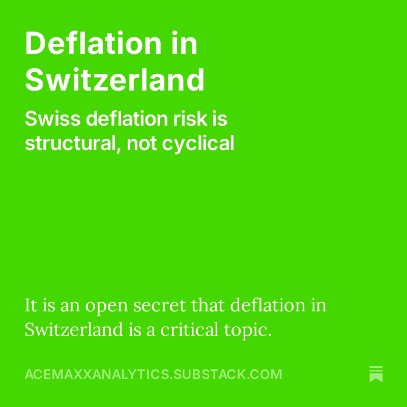 acemaxx's tweet image. #Deflation in #Switzerland

#Swiss deflation risk is structural, not cyclical

But if services #inflation starts to fall, broad-based deflation could emerge — especially if households delay consumption expecting prices to fall further.

acemaxxanalytics.substack.com/p/deflation-in…