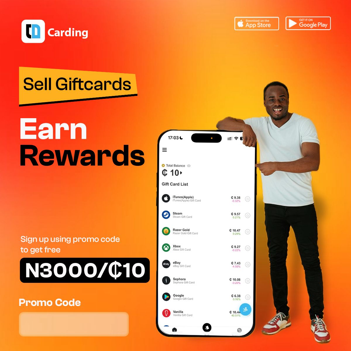 cardingofficial's tweet photo. 💎 Rewards that pay!
Every time you trade with The Carding App, you win. 🎉
Trade smart, earn more. 🚀 https://t.co/L7tDZUviF5