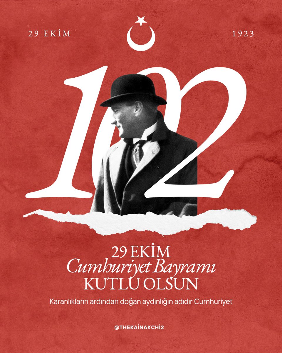102 yıl önce küllerinden doğan bir milletin adıdır Cumhuriyet.
Kutlu olsun! 🇹🇷 #29Ekim