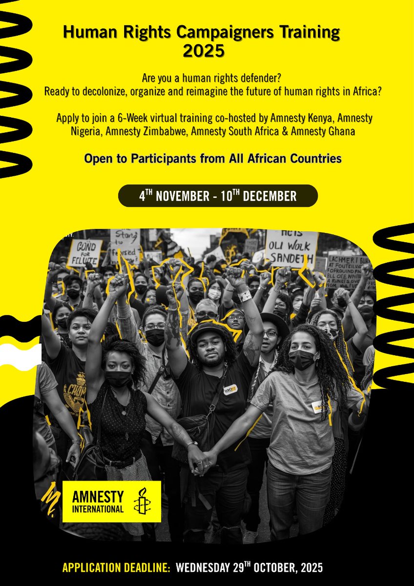 Deadline closes today! 

Are you passionate about human rights and ready to take your campaigning skills to the next level? 

Apply now for the Amnesty Regional Human Rights Campaigners Training, a 6-week journey that will empower you to ACT for change.

Apply today: