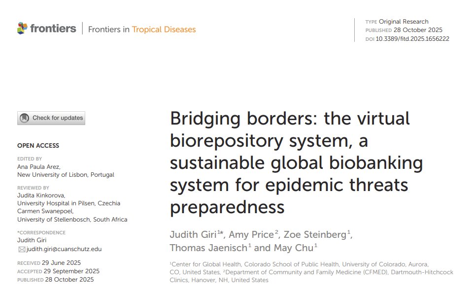 Congratulations to members of CONTAGIO's VBS team on their recent publication in Frontiers in Tropical Medicine!