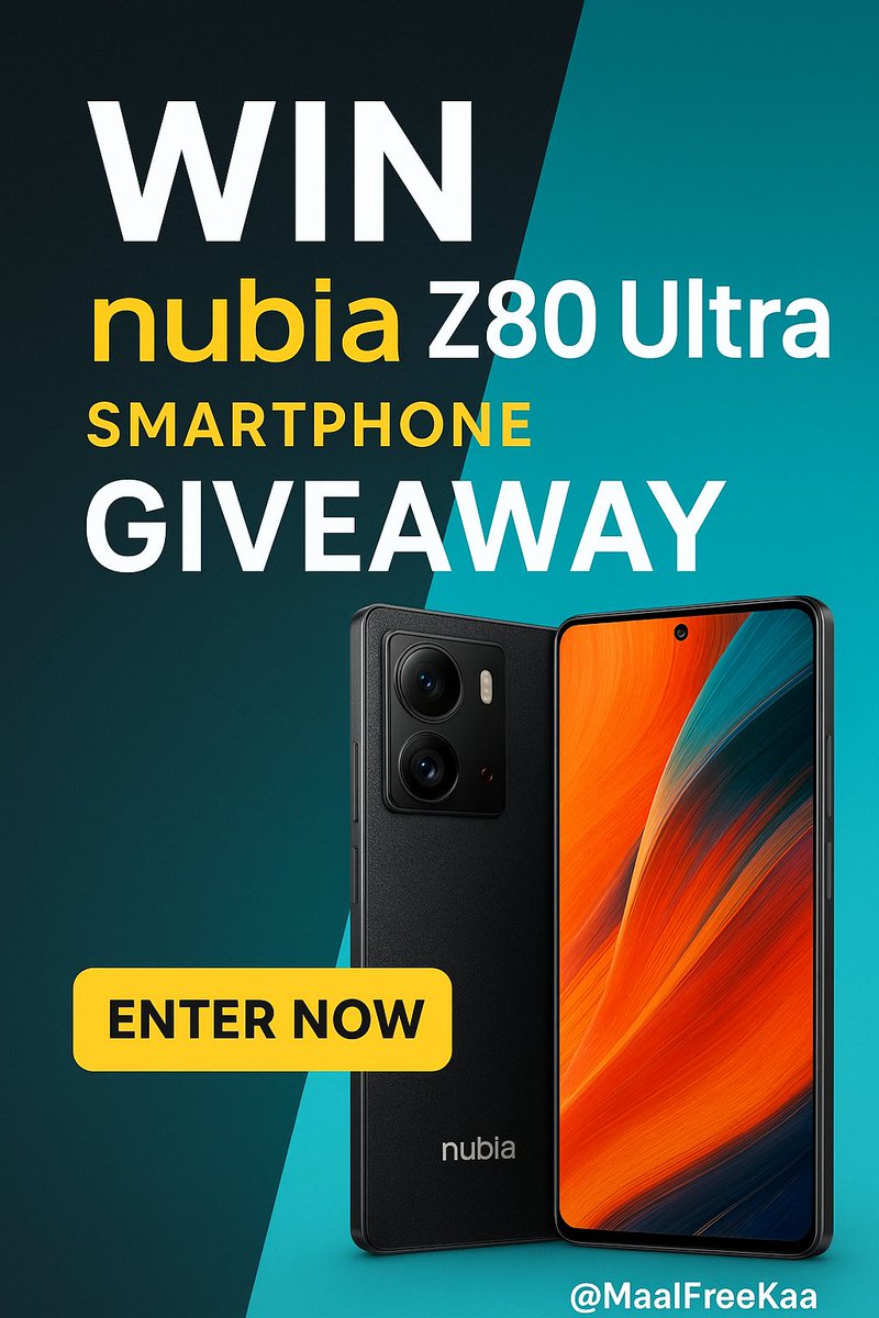 MaalFreeKaa's tweet image. 📷 Win the brand-new nubia Z80 Ultra smartphone!
Want to upgrade your smartphone game for FREE? 
maalfreekaa.in/giveaway/nubia…
#Giveaway #FreeSmartphone #nubiaZ80Ultra #TechGiveaway #WinBig #FreebieAlert #Contest2025 #Gadgets #Trending #MaalFreeKaa