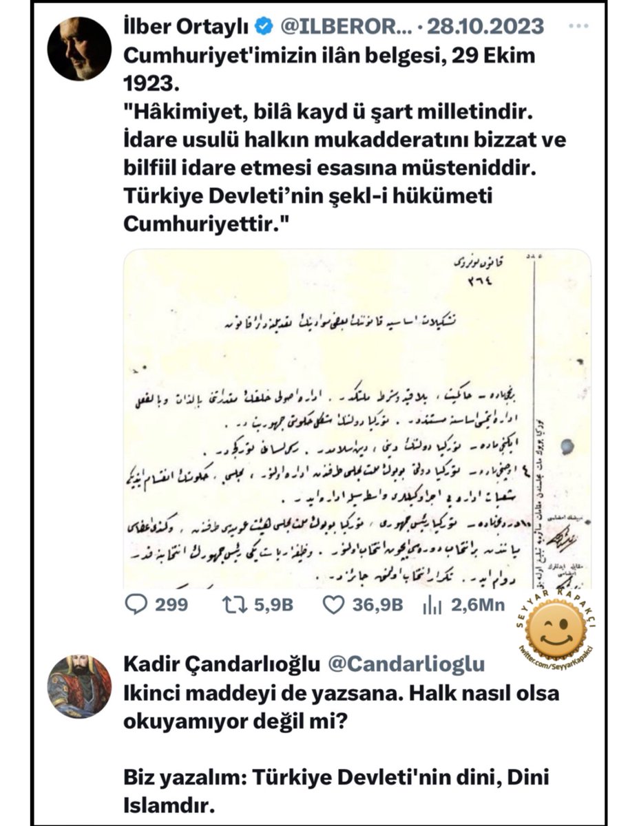 Kemalistler, geçmişi ya gizliyor, ya çarpıtıyor, ya da yalan söylüyorlar.

<a href="/Candarlioglu/">Kadir Çandarlıoğlu</a> İyi yakalamış👇😃