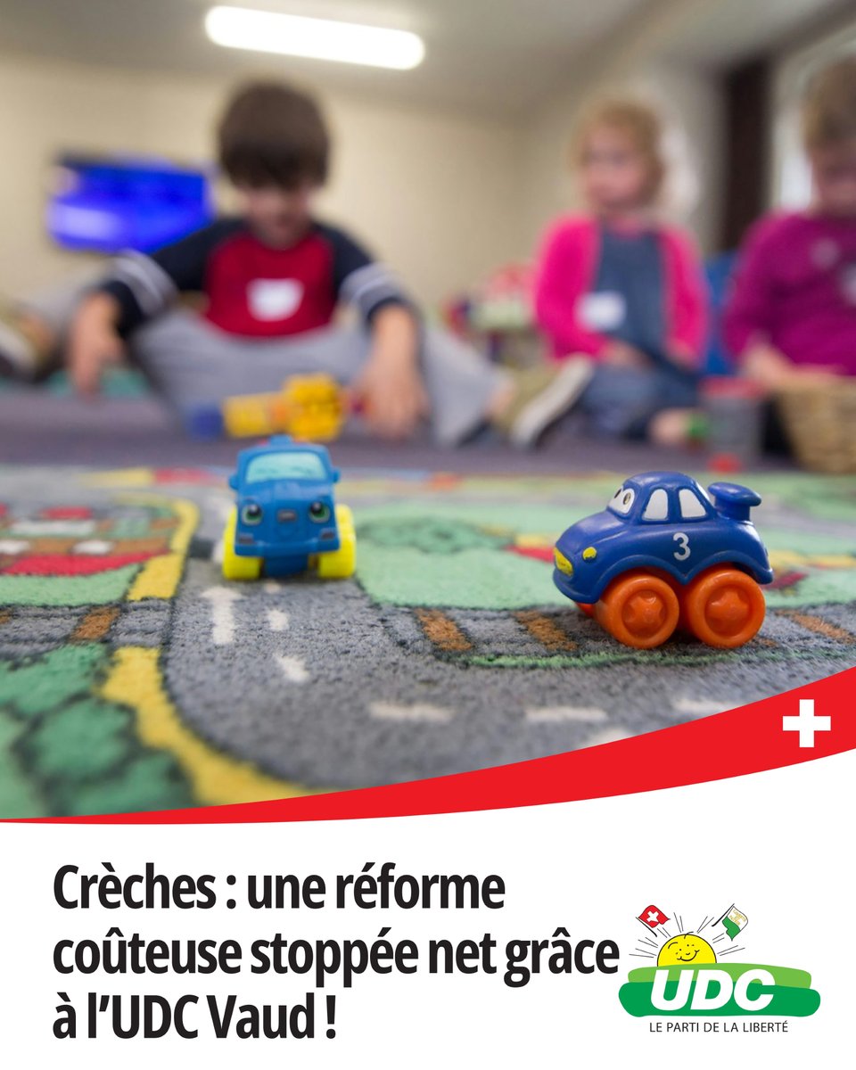 Crèches 👶💰
Grâce à l’UDC Vaud, les familles échappent à une régulation inutile et coûteuse.
Moins de paperasse, plus d’efficacité !
👉 Des solutions concrètes pour les Vaudois : udc-vaud.ch/creches-grace-…