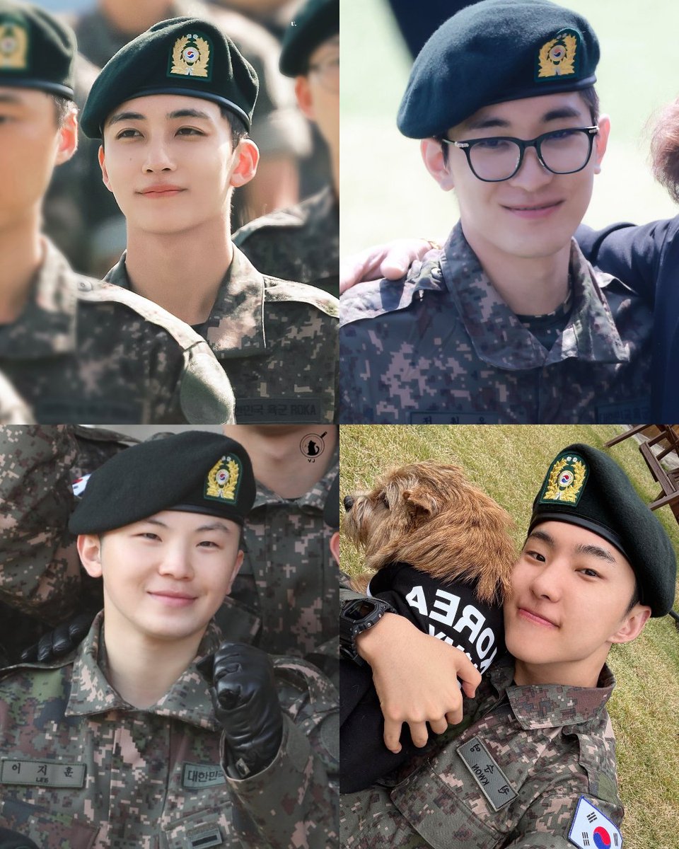 jeonghan, wonwoo, jihoon, and soonyoung graduating from their basic military training. congratulations, our boys! 🤍