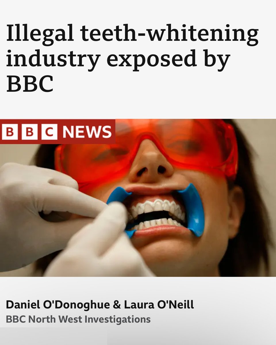 🦷Bleaching agents at 120 times legal strength.

🦷 Products sold in car parks and down dark alleys.  

🦷Training delivered over social media. 

Never gamble with your health with illegal teeth whitening.

bbc.co.uk/news/articles/…