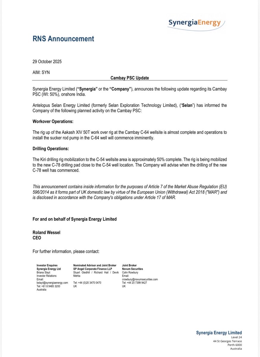 #SYN Cambay PSC Update