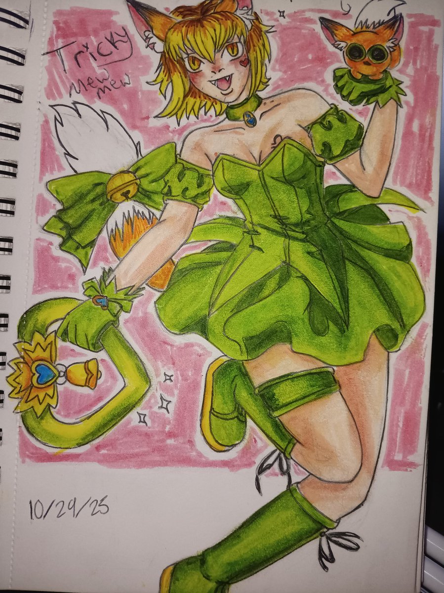 trickster442997's tweet photo. Drew myself as a tokyo mew mew magic girl and it's so cute I love the way it look and the pose almost looks like the reference picture https://t.co/yQjhgmRllI