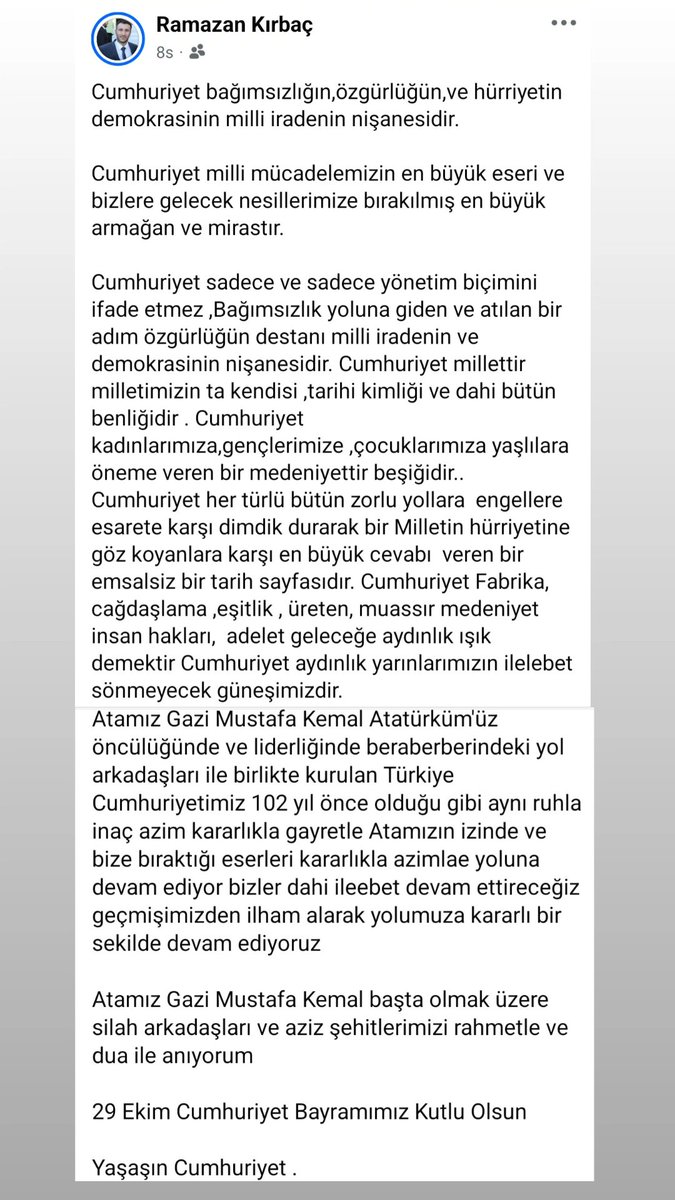 29 Ekim Cumhuriyet Bayramımız Kutlu olsun .